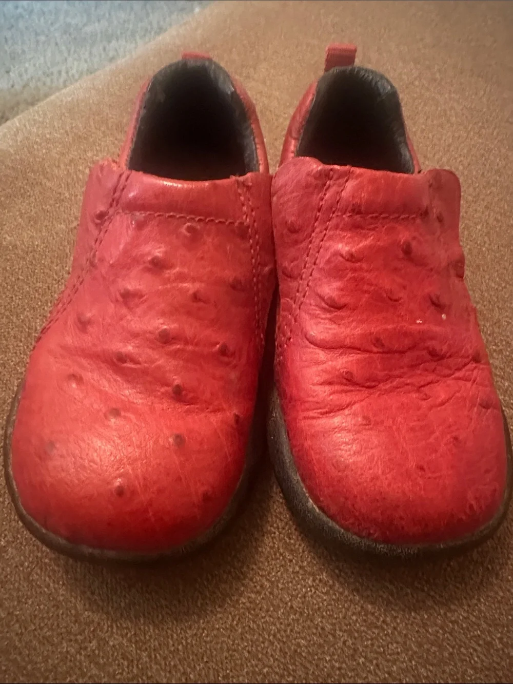 Roper Toddler Size 7 Red Faux Ostrich Western Slip On Shoes